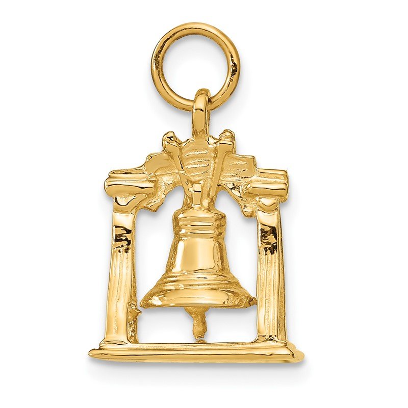 14k Solid Polished 3-D Liberty Bell Charm