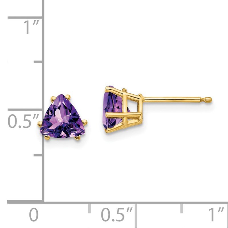 14k 6mm Trillion Amethyst Post Earrings