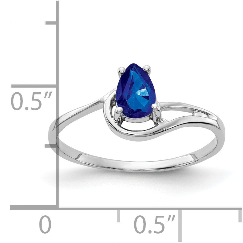 14k White Gold 6x4mm Pear Sapphire ring