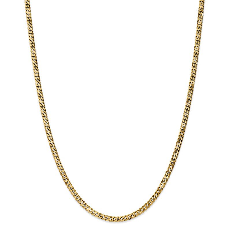 14K 26 inch 3.9mm Flat Beveled Curb with Lobster Clasp Chain