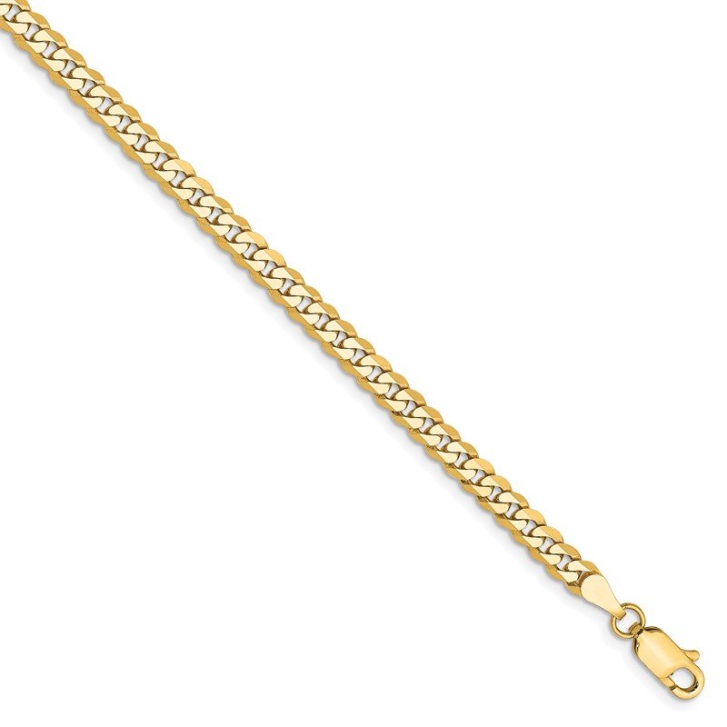 14K 26 inch 3.9mm Flat Beveled Curb with Lobster Clasp Chain
