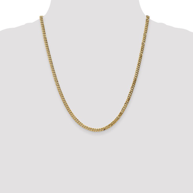 14K 26 inch 3.9mm Flat Beveled Curb with Lobster Clasp Chain