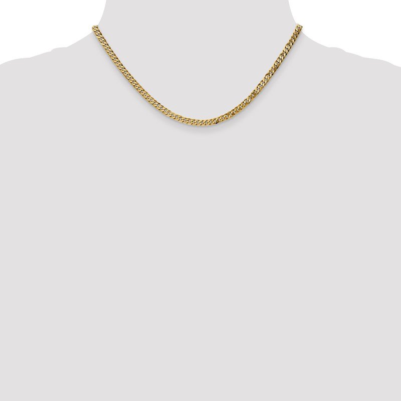 14K 26 inch 3.9mm Flat Beveled Curb with Lobster Clasp Chain