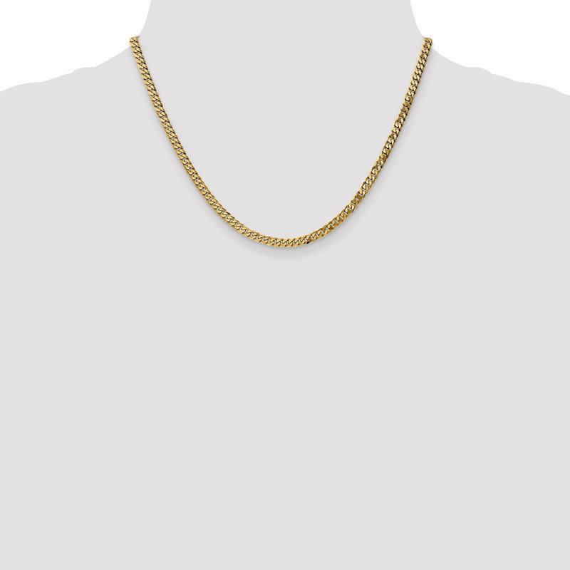14K 26 inch 3.9mm Flat Beveled Curb with Lobster Clasp Chain