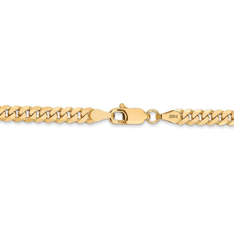 14K 26 inch 3.9mm Flat Beveled Curb with Lobster Clasp Chain