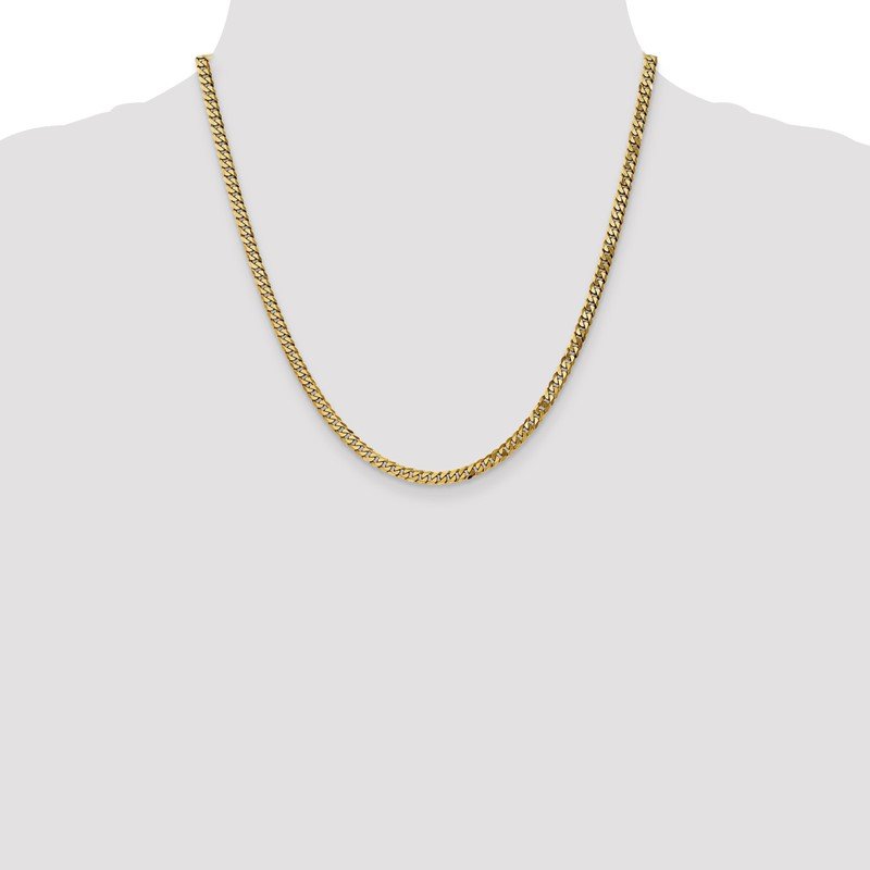 14K 26 inch 3.9mm Flat Beveled Curb with Lobster Clasp Chain