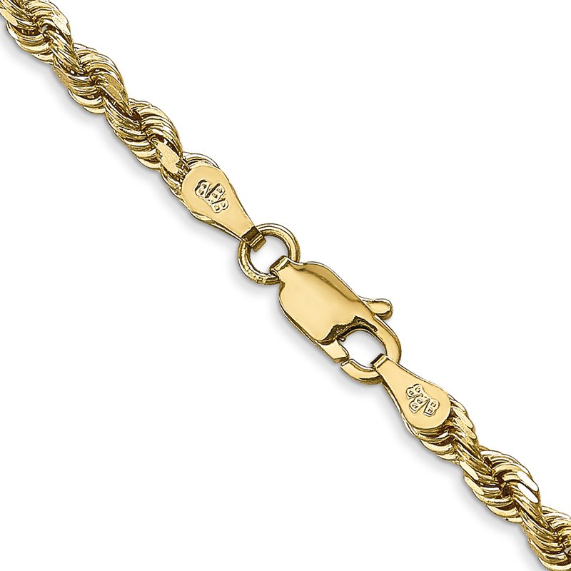 14K 26 Inch 3.35mm Diamond-cut Quadruple Rope Lobster Clasp Chain