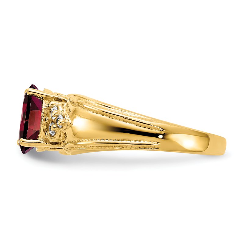 14k 8x6mm Oval Garnet VS Diamond ring