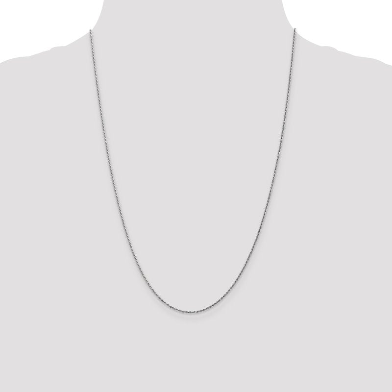 14K White Gold 10 inch 1.15mm Diamond-cut Machine Made Rope with Lobster Clasp Chain Anklet
