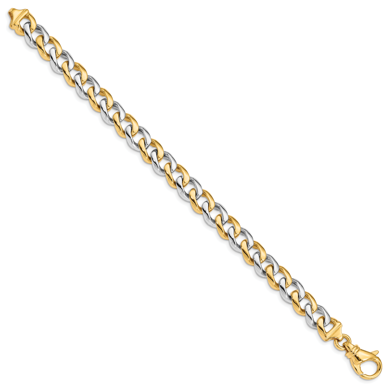 14K Two-tone 20 inch 9.3mm Hand Polished Fancy Link with Fancy Lobster Clasp Chain