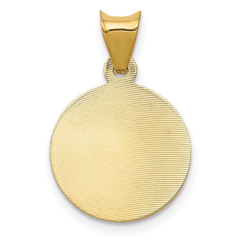 14K Polished Diamond-cut Semi-solid Our Lady Of Guadalupe Round Pendant