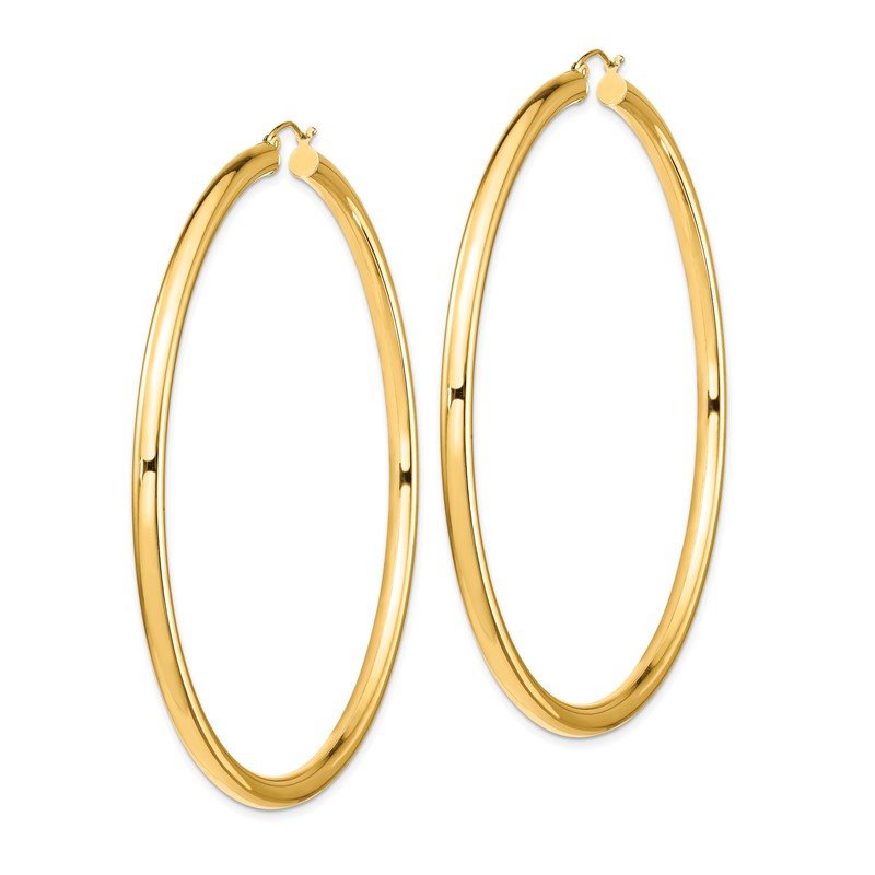 14k 4x80mm Polished Lightweight Round Tube Hoop Earrings