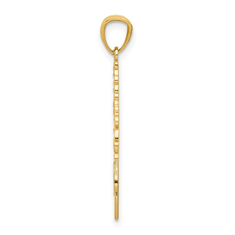 14k Diamond-cut Cheerleader Jumping with Pom-Poms Charm