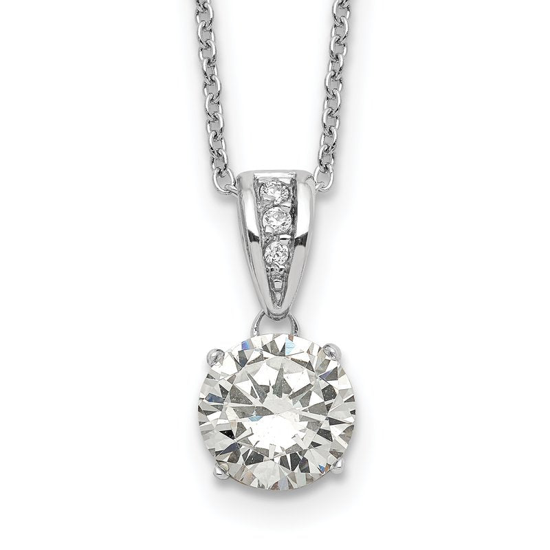Sterling Silver Rhodium-plated with Gold-plated Accent Brilliant-cut 8mm CZ XO Gallery 18 Inch Necklace