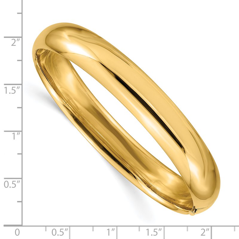 14k 7/16 Oversize High Polished 10.00mm Hinged Oval Bangle Bracelet