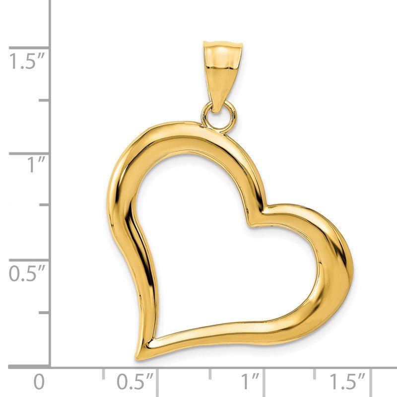 14K Polished Open Dangling Heart Pendant