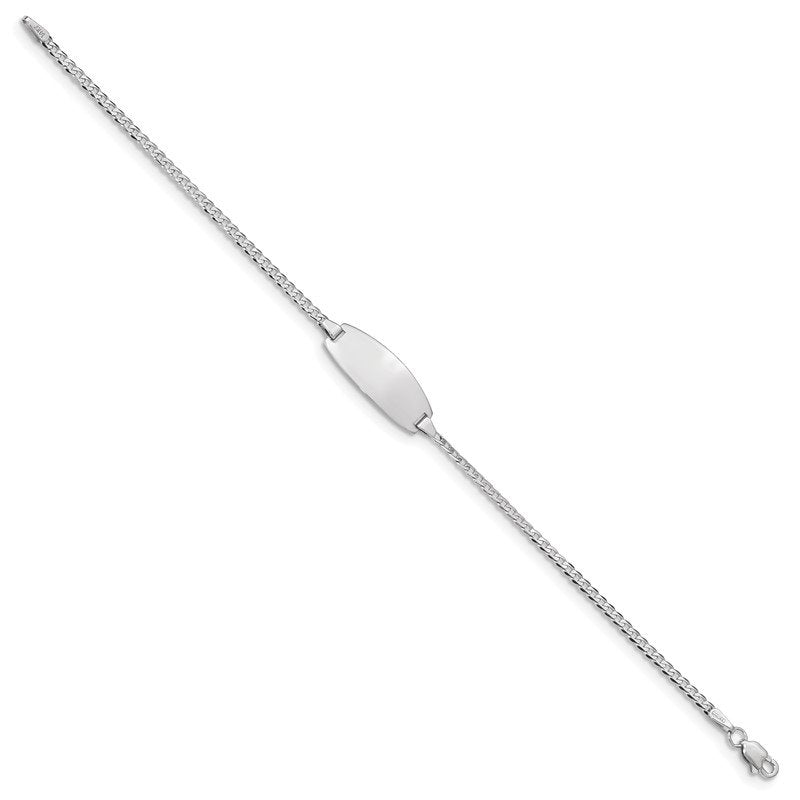 14k White Gold Polished Solid Chain/Solid Plate Curb Link Oval 18.5x8.5mm Plate 5.5 inch Baby/Child ID Bracelet