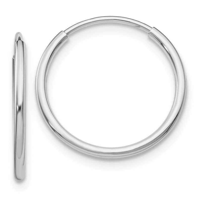 14k White Gold 1.2x25mm Polished Endless Tube Hoop Earrings