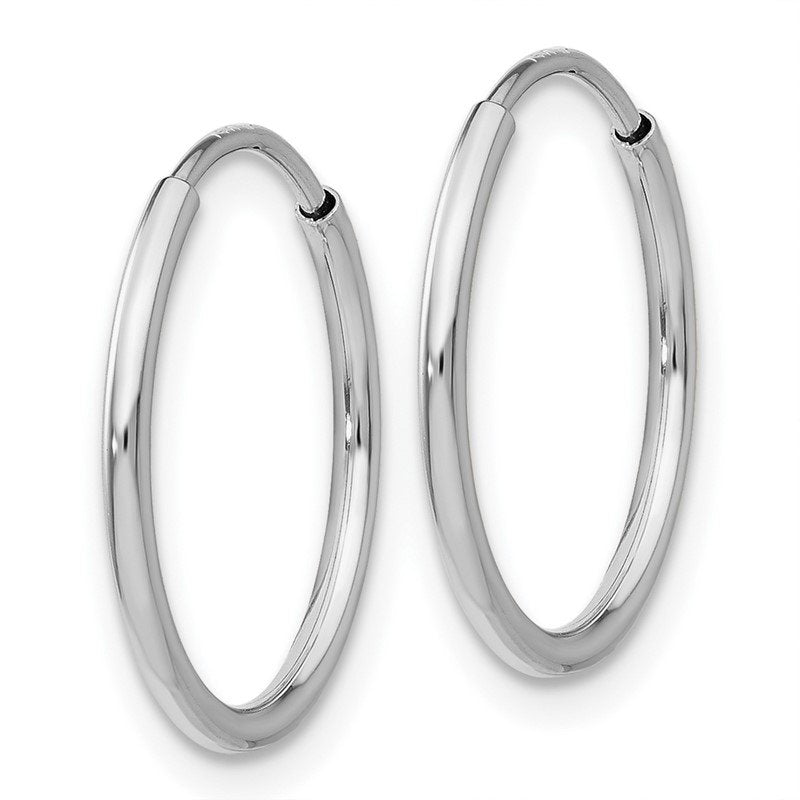 14k White Gold 1.2x25mm Polished Endless Tube Hoop Earrings
