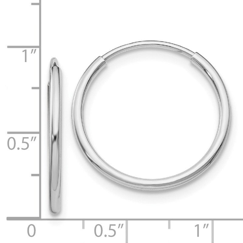 14k White Gold 1.2x25mm Polished Endless Tube Hoop Earrings