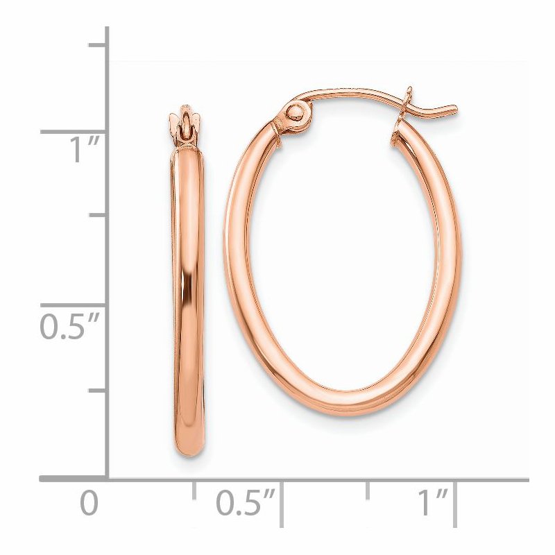 14k Rose Gold Oval Hoop Earrings
