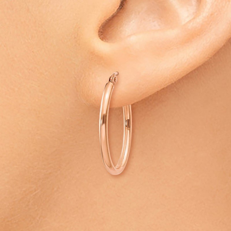 14k Rose Gold Oval Hoop Earrings
