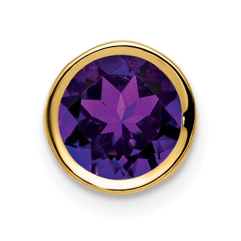 14k 7mm Round Amethyst Bezel Chain Slide