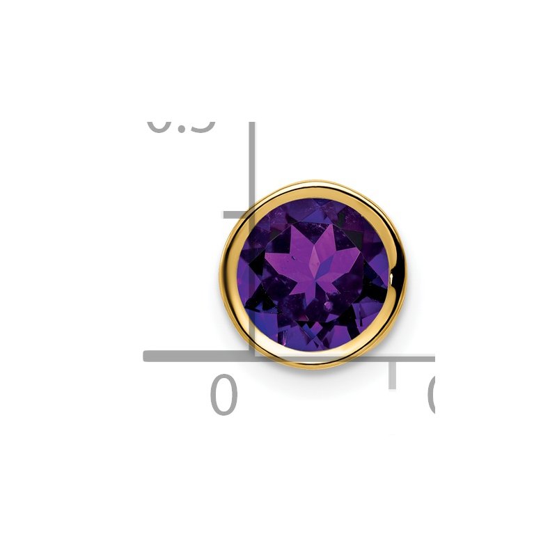 14k 7mm Round Amethyst Bezel Chain Slide