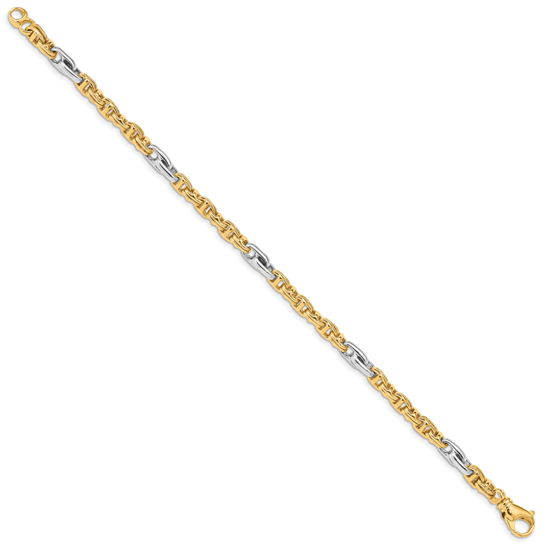 14K Two-tone 18 inch 5.38mm Hand Polished Fancy Link with Fancy Lobster Clasp Chain