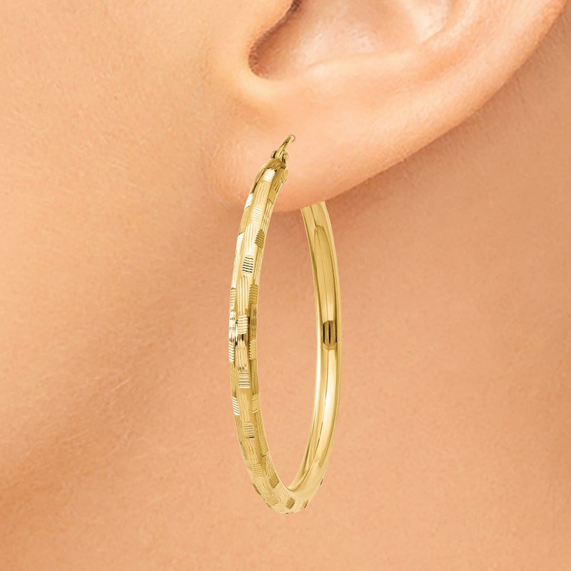 14k Diamond-cut Hoop Earrings