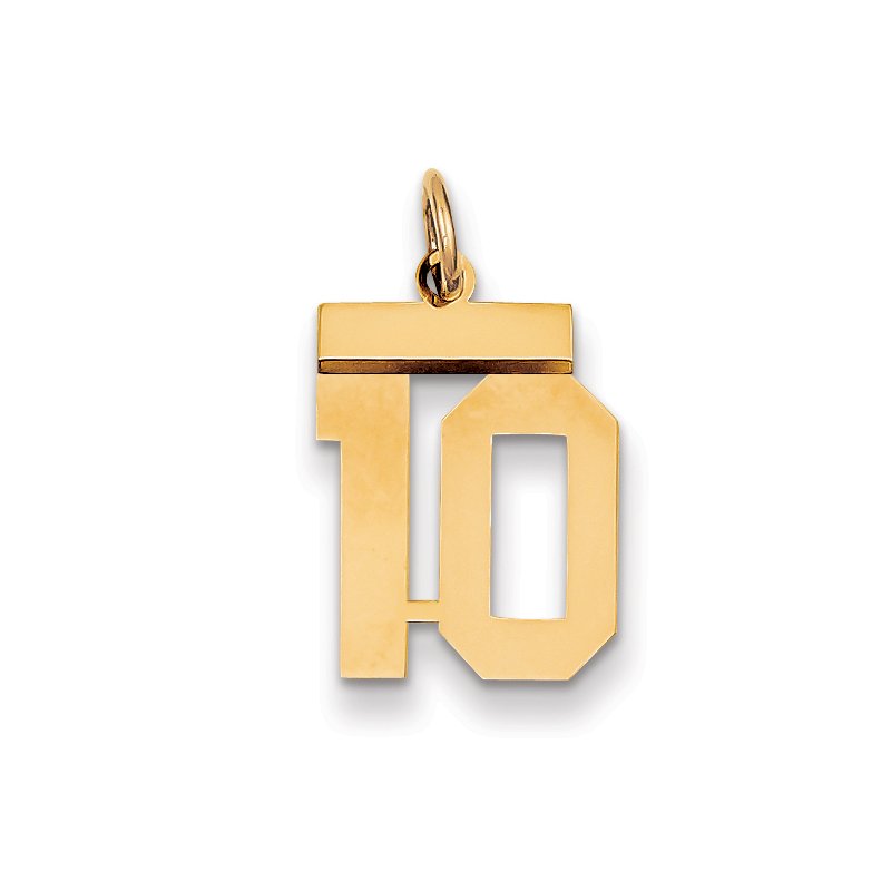 14k Small Polished Number 10 Charm