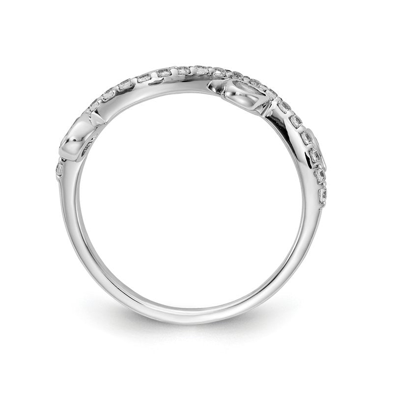 14k White Gold Diamond and Pear Amethyst Curved Ring