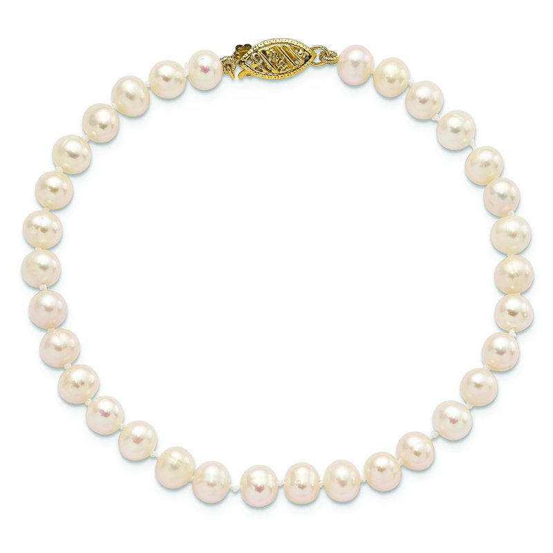 14k 5-6mm White Near-Round Freshwater Cultured Pearl 16 inch Necklace