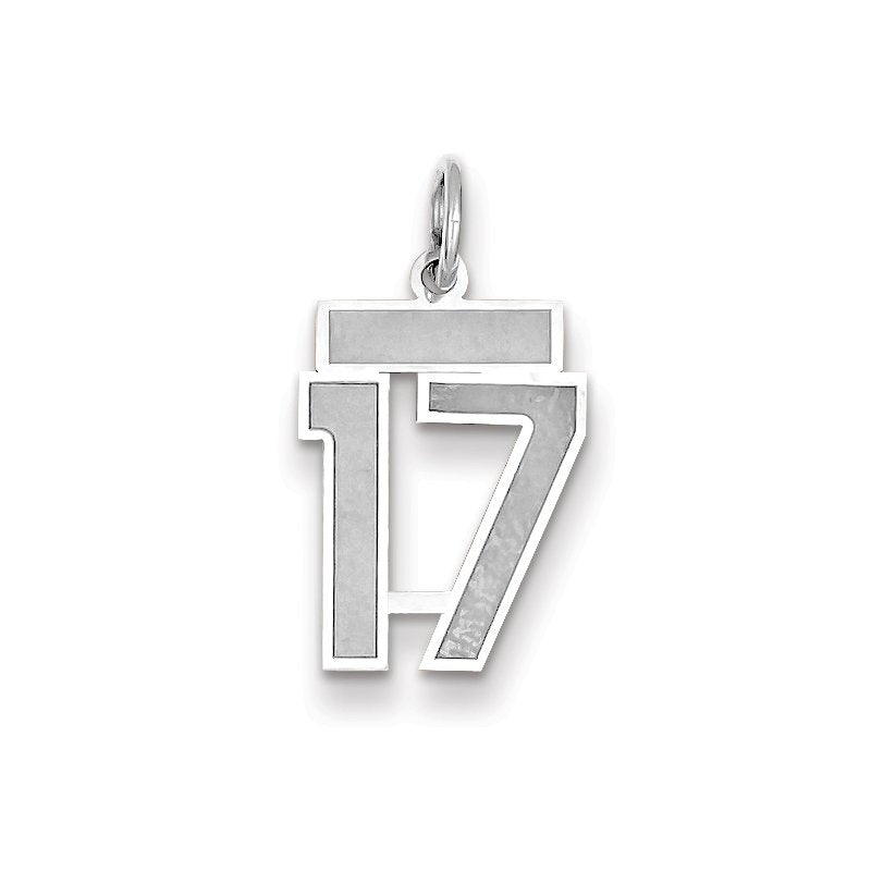 14kw Small Satin Number 17 Charm