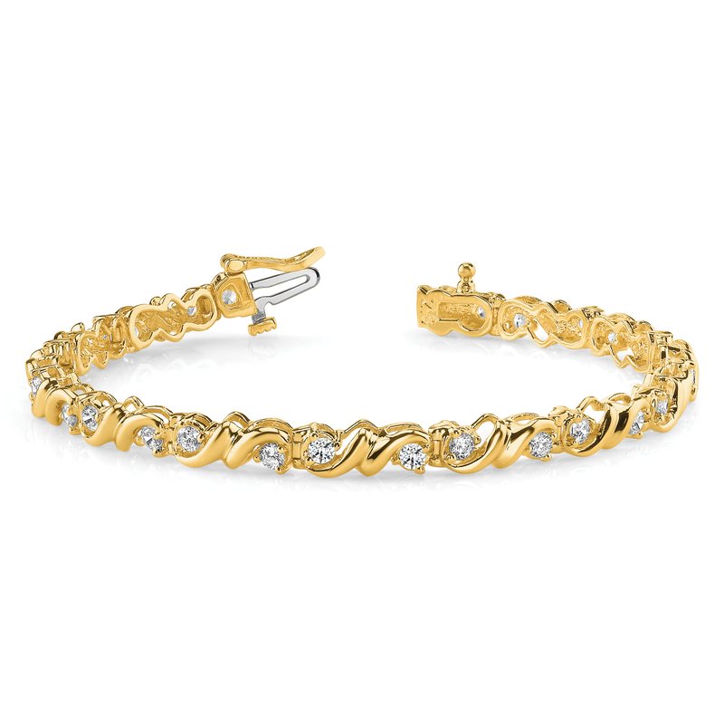 14k Complete 2.88 carat Round A Diamond Fancy Swirl 7 inch Tennis Bracelet
