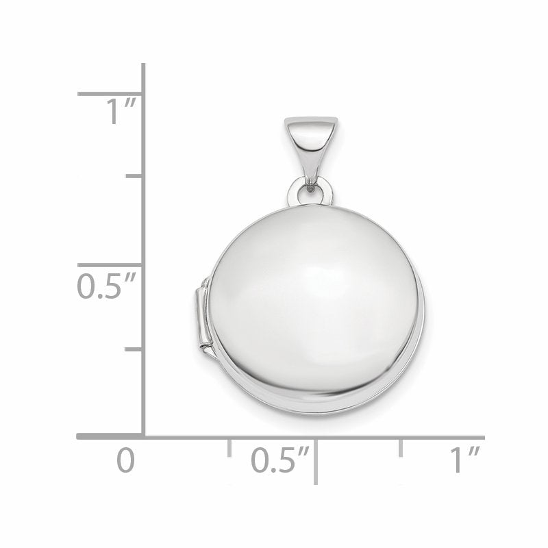 14k White Gold Polished Domed 16mm Round Locket