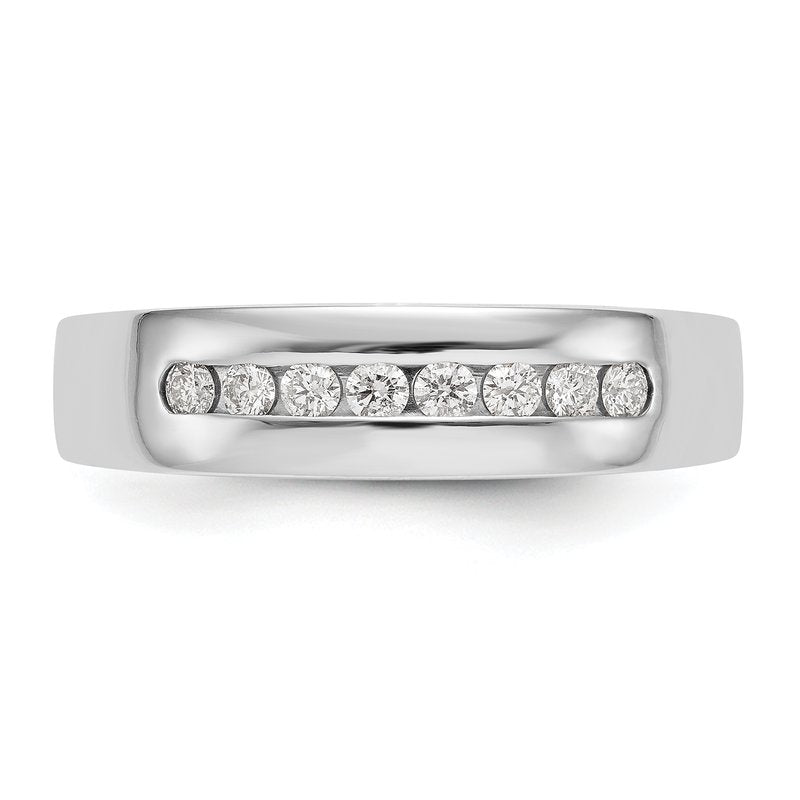 14K White Gold Men's 1/3 carat Lab Grown Diamond VS+ F+ Complete Channel Band