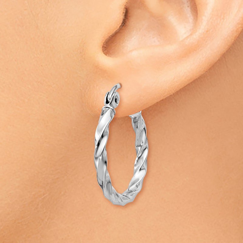 14k WG Twist Polished Hoop Earring