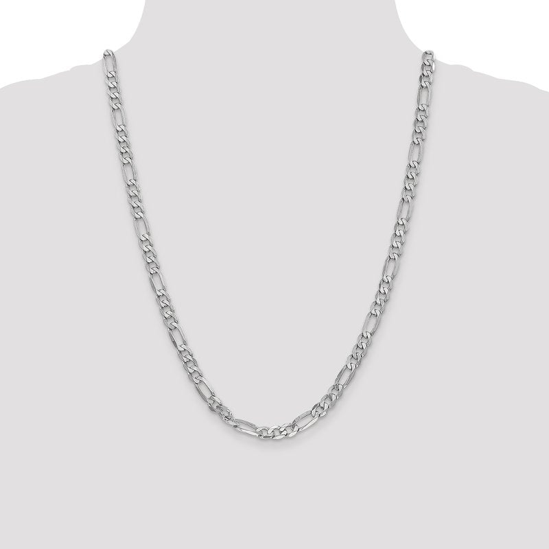 14K White Gold 26 inch 6mm Flat Figaro with Lobster Clasp Chain
