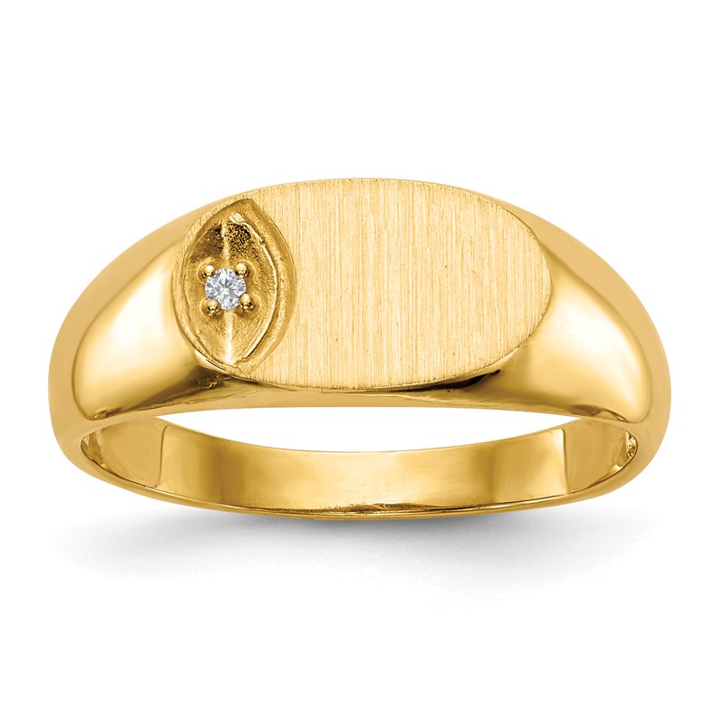 14k 11.0x6.5mm AA Diamond Open Back Signet Ring