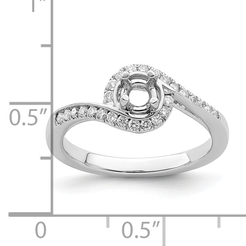 14K White Gold 1/4 carat Lab Grown Diamond VS/SI  D E F  Semi Mount Round By-Pass Engagement Ring