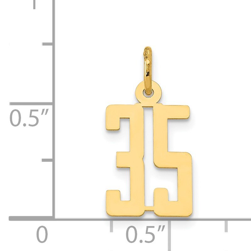 14k Small Elongated Number 35 Charm