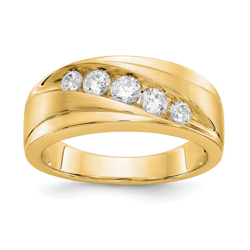 14K White Gold Men's 1/2 carat Lab Grown Diamond VS/SI  D E F  Brushed and Polished Band