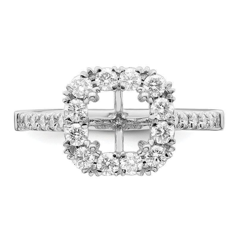 14K White Gold 1/2 carat Lab Grown Diamond VS+ F+ Semi-Mount Asscher Halo Engagement Ring