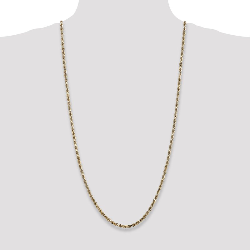 14K 26 Inch 4mm Diamond-cut Quadruple Rope Lobster Clasp Chain