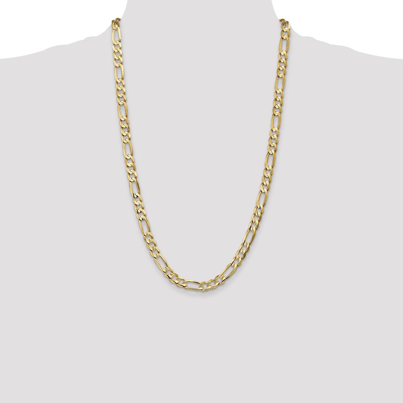 14K 26 inch 6.75mm Concave Open Figaro with Lobster Clasp Chain