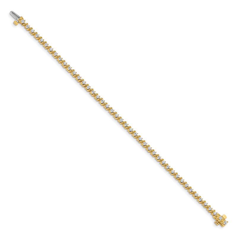 14k Complete 2 carat Round VS Diamond Swirled 2-prong 7 inch Tennis Bracelet