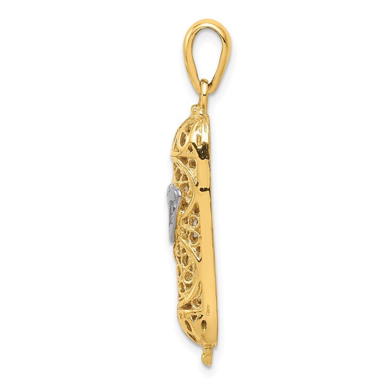 14K and White Rhodium 3-D Mezuzah with Shin Charm