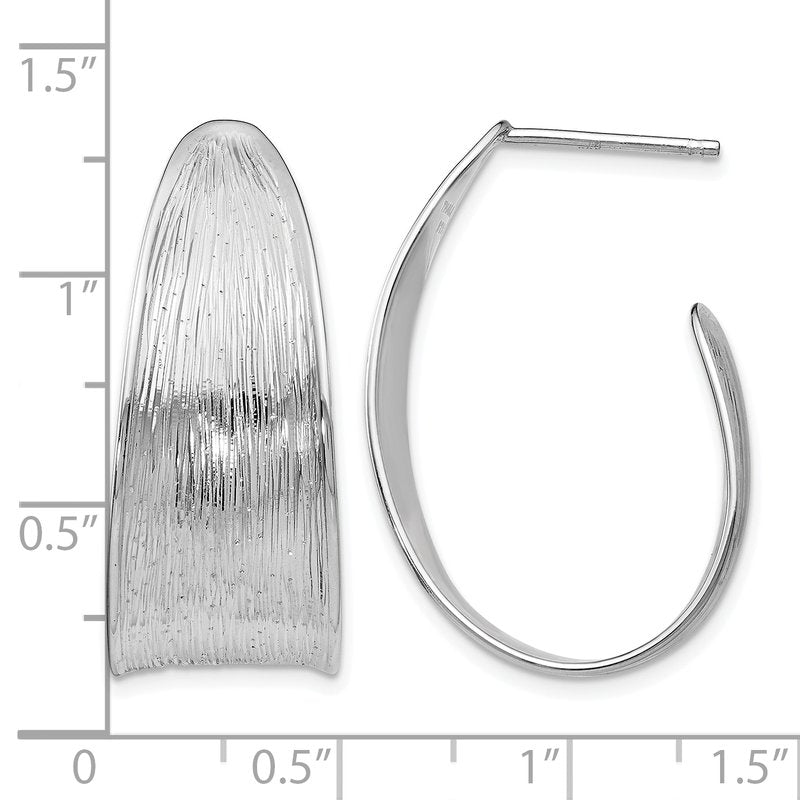 Sterling Silver RH-plated Polished and Textured Earrings