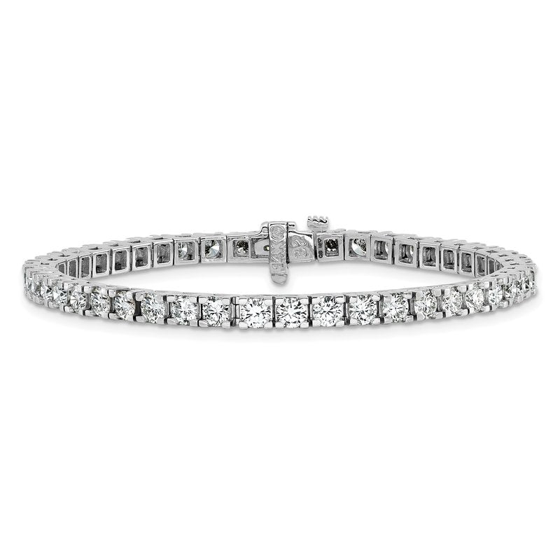 14k White Gold Complete 6.44 carat Round VS Diamond 4-prong 7 inch Tennis Bracelet